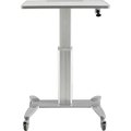 Global Industrial Sit-Stand Mobile Desk With Tablet Slot, 31-1/2W x 23-5/8D, 29-1/2 to 45-1/4H, Gray/Silver 436968